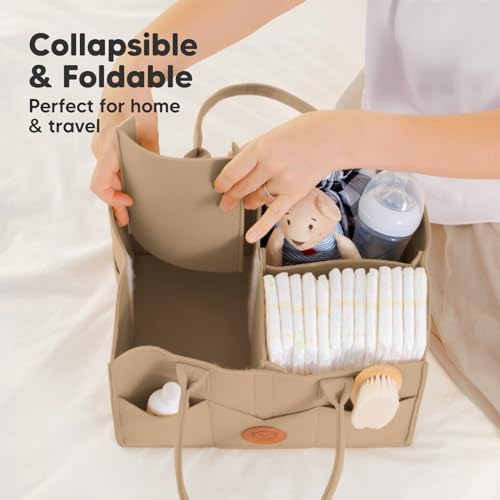 KeaBabies Baby Diaper Caddy Organizer with Handle, Portable (Taupe) - Image 5