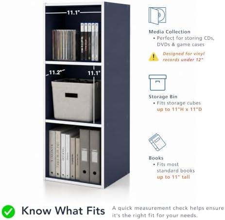 Homes: Inside + Out Apexa 2-Cube Storage Organizer Shelves, Stackable Wood Bookcase Fits Cubby Bins for Organization, Dorm Teen Room Decor & Home Office, White - Image 6