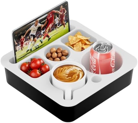 Couch Cup Holder Tray, Anti-Spill Couch Caddy, Black-White by Bonfixe