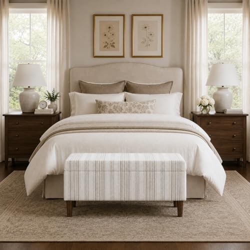 HomePop Malmo 36" Storage Bench - Gray Striped Pattern - Image 2
