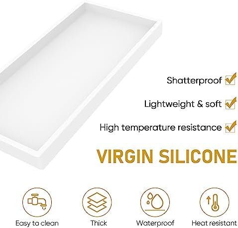 Silicone Bathroom Tray,Shatterproof Bathroom Vanity Tray（White 10.6*5.1 in） - Image 4