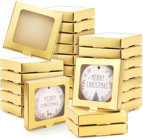 25 Pcs Christmas Sublimation Blanks Ornament Gift Box, Gold by Dunzoom