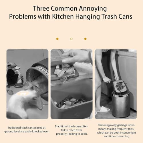 Multipurpose Hanging Collapsible Trash Can for Kitchen, Foldable Kitchen Trash Can Hanging on Cabinet Door, Space Saving Leak Proof Bin for Food Scraps, RV, Under Sink，Beige：10L - Image 2