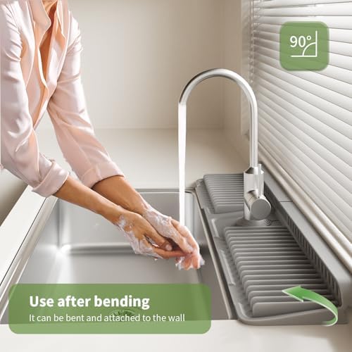 24 Inch Longer Silicone Faucet Mat, 7°Slope Fast Self-draining - Image 3