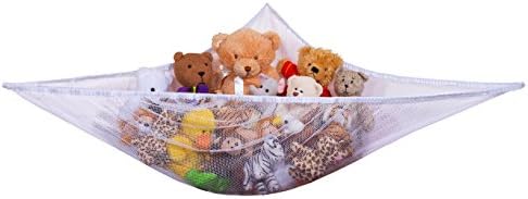 Handy Laundry Stuffed Animal Organizer Hammock – Mesh Toy Storage Net for Kids’ Room, Nursery, or Playroom – Holds 30+ Plushies, Expands to 5.5 Feet, Easy Wall Mount, White by Handy+Laundry