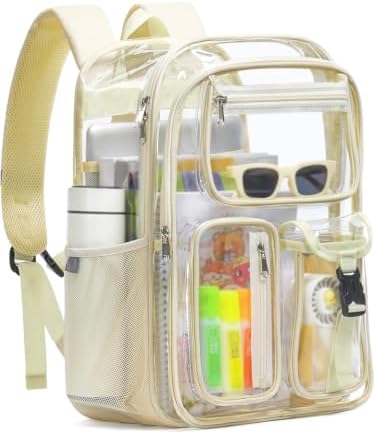 Clear Backpack for School, 17" Heavy Duty Double-Layer Clear Bookbag by QOECI
