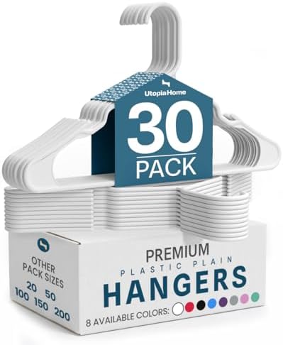 Utopia Home Plastic Hangers 30 Pack – Space Saving Clothes Hanger White by UTOPIAHOME