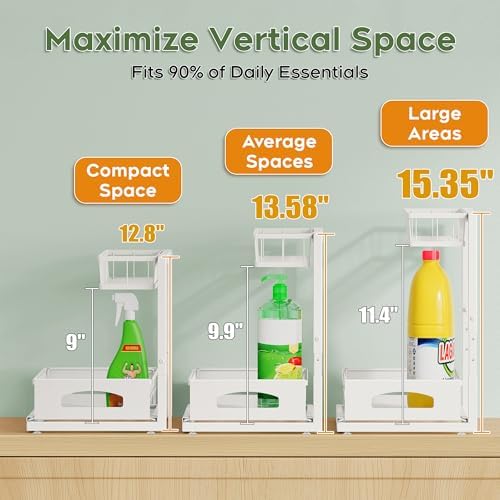 Under Sink Organizer, 1-Pack L-Shaped Metal Pull-Out Drawers for Kitchen - Image 4