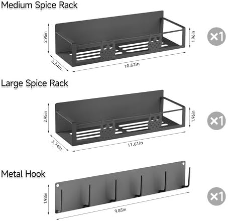 Spice Rack Magnetic for Fridge,Magnetic Fridge Shelf,Spice Shelf,Condiment Organizer,Refrigerator Organizers and Storage with Magnetic Hooks,Owl Kitchen Decor(Gray) - Image 2