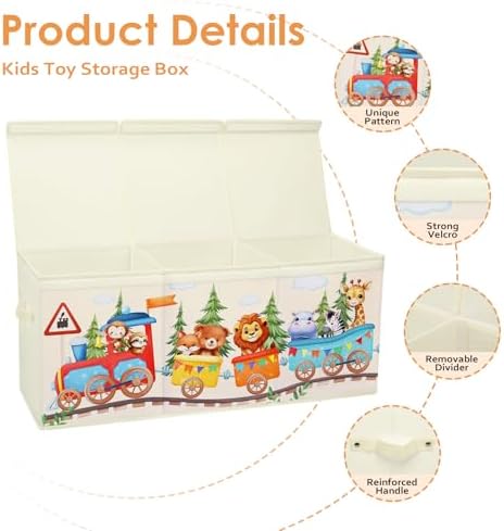 decalsweet Large Toy Box Collapsible Chest Organizer with Flip Lid for Kids - Image 3