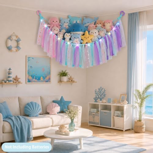 FIOBEE Stuffed Animals Net LED Light Toy Hammock for Kids Bedroom Storage - Image 5