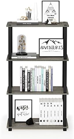 Furinno TURN-S-TUBE Storage Shelves, 4-Tier Book Shelf, Corner Shelf, Toolless Open Shelves, for Organization and Storage, Living Room, Garage, Home Office, French Oak - Image 5