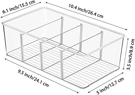 Vtopmart 8 Pack Food Storage Organizer Bins, Clear Plastic, 4 Compartments - Image 3