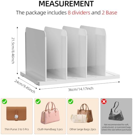 Stackable Purse Organizer for Closet Acrylic Shelf Divider, 2 Pack - Image 4