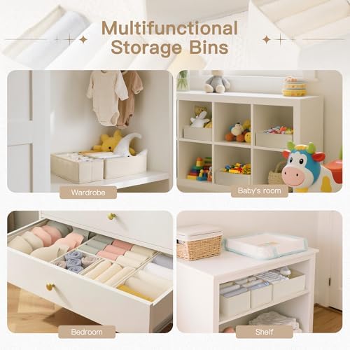 Criusia Drawer Organizer Clothes, 24 Pack Dresser Organizer for Baby Clothes, Underwear, Sock- Foldable Closet Organization and Storage Dividers Bins for Nursery, Bedroom and Dorm (Beige) - Image 6