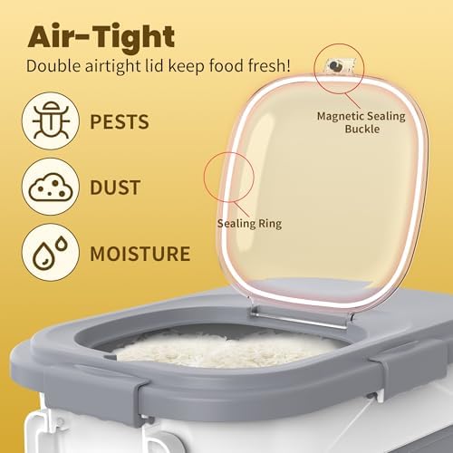 HOYTAMDA 25-35Lbs Collapsible Rice Container,Food Storage Containers Wheels - Image 3