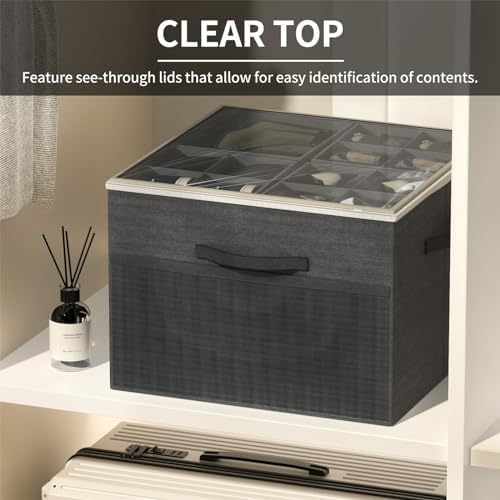 Aokeyee Shoe Organizer for Closet,2 Pack Foldable Shoe Storage Organizer Box Bin with Adjustable Dividers and Clear Cover, Fits up to 16-32 Pairs - Image 3