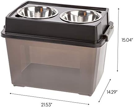 IRIS USA Elevated Dog Bowls 15" H, up to 47 lb Storage, Smoke, Made in USA - Image 2