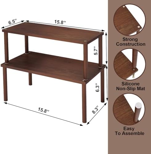 VERTORGAN 2 Pack Cabinet Organizer Shelf,Bamboo Countertop(Large,Brown) - Image 6