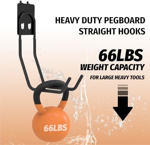 HUHOLE 6 Pack Large Double Arm Pegboard Hooks for 1/4 Inch Pegboard - Image 3