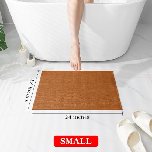 chakme Bathroom Rugs Mat 24x17, Ultra Thin Non Slip Bath Mat Small Quick Dry Absorbent Bath Mat for Bathroom, (Orange, 24"x17") - Image 2