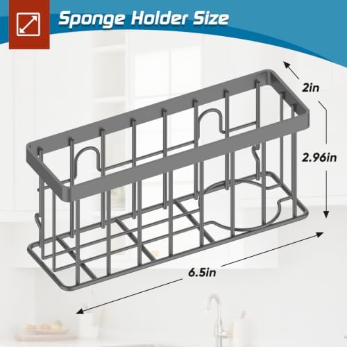 MURLONG Sponge Holder for Kitchen Sink,Sink Caddy Organizer-Gray - Image 2