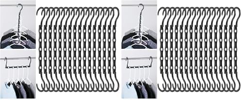 Mr. Pen- Space Saving Hangers for Clothes, 16 pcs, Black, Plastic Multi Clothes Hangers Space Saving, 5 Slots, 360° Rotating Hooks (Pack of 2) by MrPen