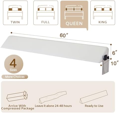 Bedluxe Queen Bed Wedge Pillow for Headboard, Fill The Gap (0-7") - Image 3