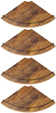 Corner Shelf Wall Mount, Floating Corner Shelves, Set of 4 Corner Wall Shelf Organizer,Rustic Wood Wall Storage Display Shelves forLiving Room Bedroom Bathroom Kitchen by FNBAR