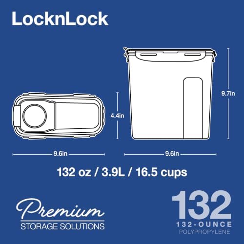 LOCK & LOCK Easy Essentials Food lids (flip-top) / Pantry Storage/Airtight containers, BPA Free, top-16.5 Cup-for Cereal, Clear - Image 2