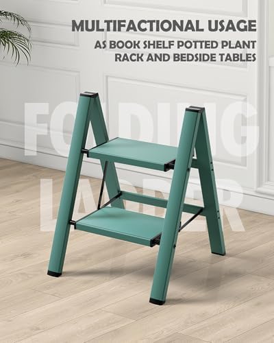 Taranta 2 Step Stool Foldable,Aluminum Step Ladder-Green - Image 5