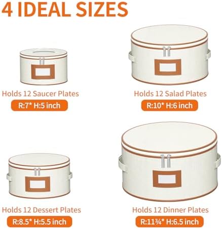 Aokeyee 4-Piece Plate Storage Set, Hard-Shell Dinnerware Organizer, Ivory - Image 2