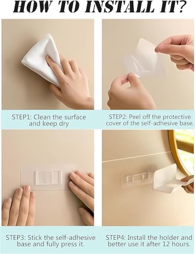 2Pack Hair Dryer Holder with Wire Hook, Self Adhesive Wall Mount - Image 5