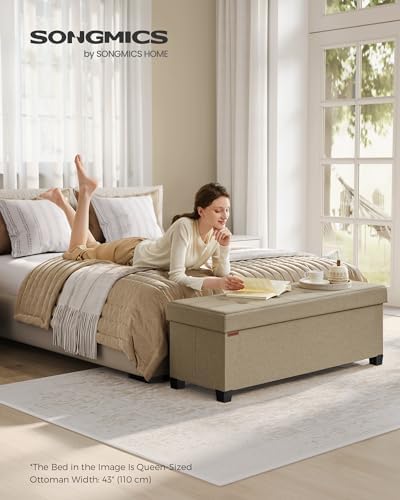 SONGMICS Storage Ottoman Bench, Foldable Foot Rest with Legs - Image 3