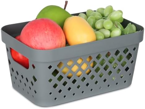 Glad Plastic Baskets for Organizing, Set of 6 | Pantry Storage for Under Counter, Linen Closet, and Bathroom | Nesting Shelf Bins with Handles, 1 Gallon, Grey - Image 4