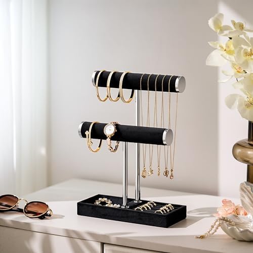 bussdis 2 Tier Bracelet Holder Display, Necklace Holder Organizer, BK/SL - Image 4