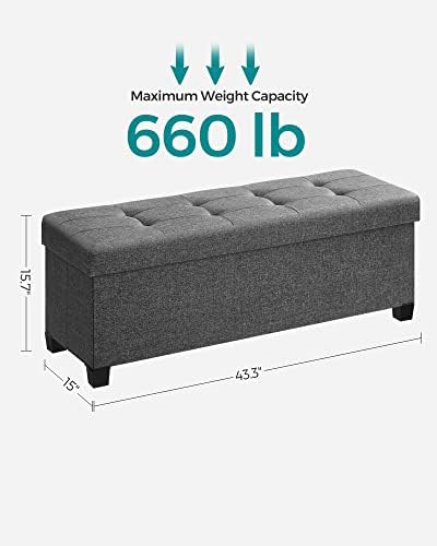 SONGMICS Storage Ottoman Bench, Foldable Foot Rest with Legs - Image 2