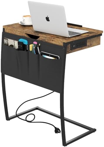 Hadulcet TV Tray Table for Eating on Couch, Tiltable 0-52°, Hidden Storage by Hadulcet