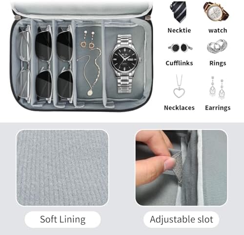 Travel Sunglasses Organizer Case, Portable Sunglasses Case, Eyeglasses Storage Holder for Men Women - Image 2