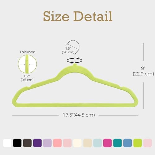HOUSE DAY Vibrant-Green Velvet Hangers 60 Pack, Non Slip Clothes Hanger - Image 5