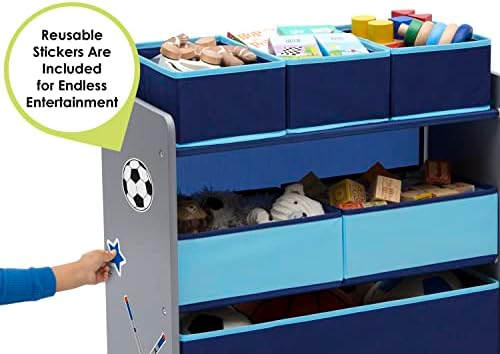 Delta Children Design and Store 6 Bin Toy Organizer, Grey/Blue - Image 3