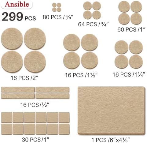 Ansible 299 PCS Felt Furniture Pads for Hardwood Floors - Image 2