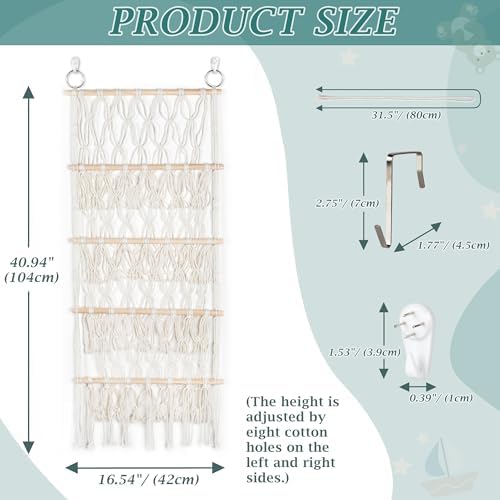 42cm Wide Over The Door Stuffed Animal Storage Hammock Corner Wall Hanging Storage Holder Boho Macrame Plush Toy Organizer Net for Stuffed Animal - Image 2
