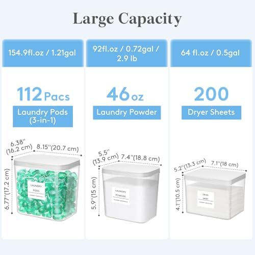 Lifewit Laundry Pods Container with Pop-up Lid, 0.5+0.72+1.2 gal, 3 Pcs - Image 4