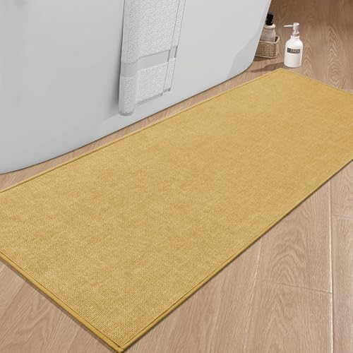 chakme Bathroom Rugs Mat 59x25, Ultra Thin Non Slip Bath Mat Large Quick Dry Absorbent Bath Mat for Bathroom Floor, (Yellow, 59"x25") by CHAKME