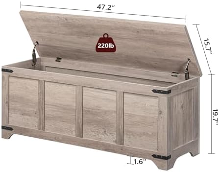 MAHANCRIS 47.2" Storage Chest Extra Large, Toy Box with 2 Safety Hinges - Image 3