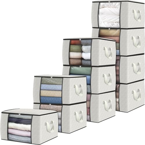 Fab totes 10 Pack Storage Bags for Clothes Blanket Storage Bins with Lids by Fabtotes