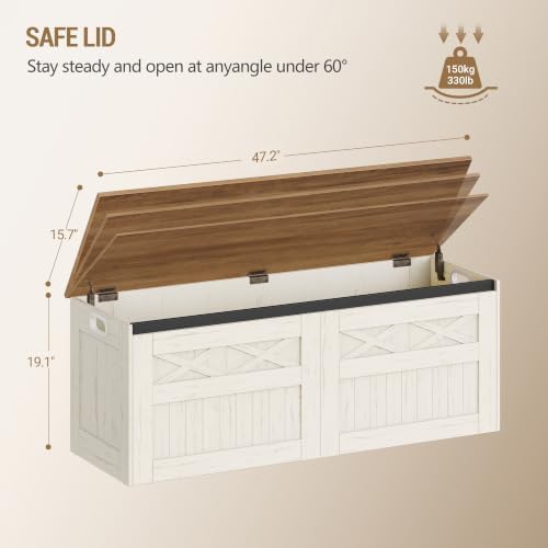 Hzuaneri 47 inches Farmhouse Storage Chest and Bench | 59 Gal | 330lb Seat - Image 3
