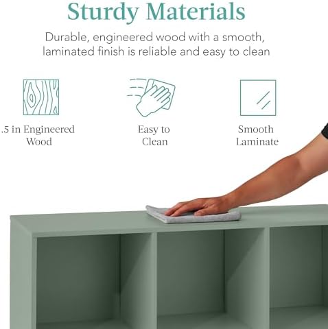 Best Choice Products Kids Bookcase 6-Cube Storage Organizer, 13.5in Shelf Opening, Bookshelf, Toy Storage, Customizable w/ 3 Removable Back Panels – Sage - Image 6