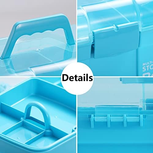 Kinsorcai 11'' Plastic Storage Box with Removable Tray, Multipurpose Organizer and Storage Case for Art Craft and Cosmetic (Blue) - Image 4